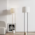 Modern Floor Lamps With White Shades Gold And Black Stands In Living Room
