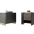 Modern Nightstands Featuring Wooden Design Gold Accents Storage Drawers And Open Shelves