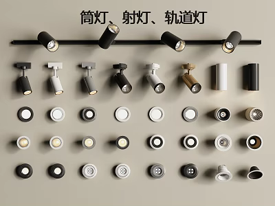 Various Styles of Downlights Spotlights and Track Lights for Home Lighting Designs 3d model