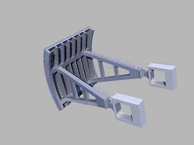 Gray Truss Structural Model With Steel Beams And Support Framework 3d model