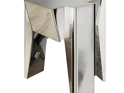 Modern Side Table with Polished Chrome Frame Geometric Legs and Sleek Surface 3d model