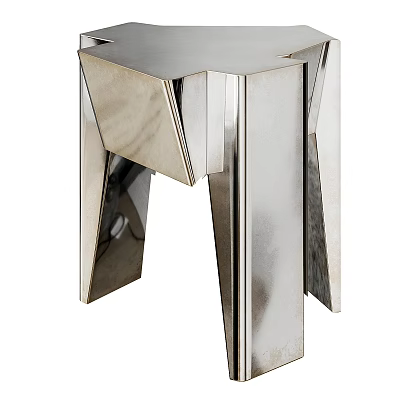 Modern Side Table with Polished Chrome Frame Geometric Legs and Sleek Surface 3d model