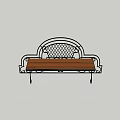 Outdoor Bench With Metal Frame Wooden Seat Decorative Lattice Backrest And Curved Accents For Garden