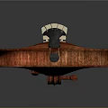 3D Rendered Polished Wooden Violin With Reflection On Dark Background