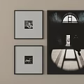 Black and White Framed Wall Art With Arched Window Silhouette And Three