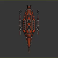 Red and Black Sci Fi Starship With Futuristic Weapon Systems and 3D Render Design