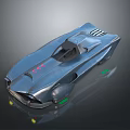 Blue Futuristic Concept Car With Streamlined Body Cockpit And Green Accents