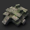 Decorative Weathered Stone Blocks Stacked With Green Moss And Natural Texture
