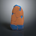 Wooden Stone Decorative Sculpture With Orange And Blue Textured Surface