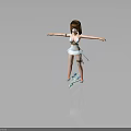 Anime Style Female Character With Brown Short Hair White Dress Sunglasses Tattoos And Blue Companion Creature