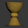Golden Cup With Pedestal Base And Shiny Surface For Household Daily Use