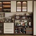 Modern Wooden Sideboard Design With Glass Doors Drawers And Open Storage Shelves