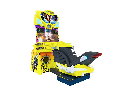Yellow Racing Arcade Entertainment Appliance With Comfortable Seat Vibrant Game Display And Interactive Controls 3d model