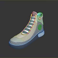 Gray High Top Shoes With Blue Accents Modern Design Side Logo And Illuminated Sole