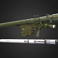 Green Military Rocket Launcher Weapon With White SA-7b Missile And Scope
