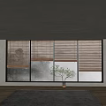Wooden Blinds For Windows In Bright Living Room With Natural Light And Potted Plant