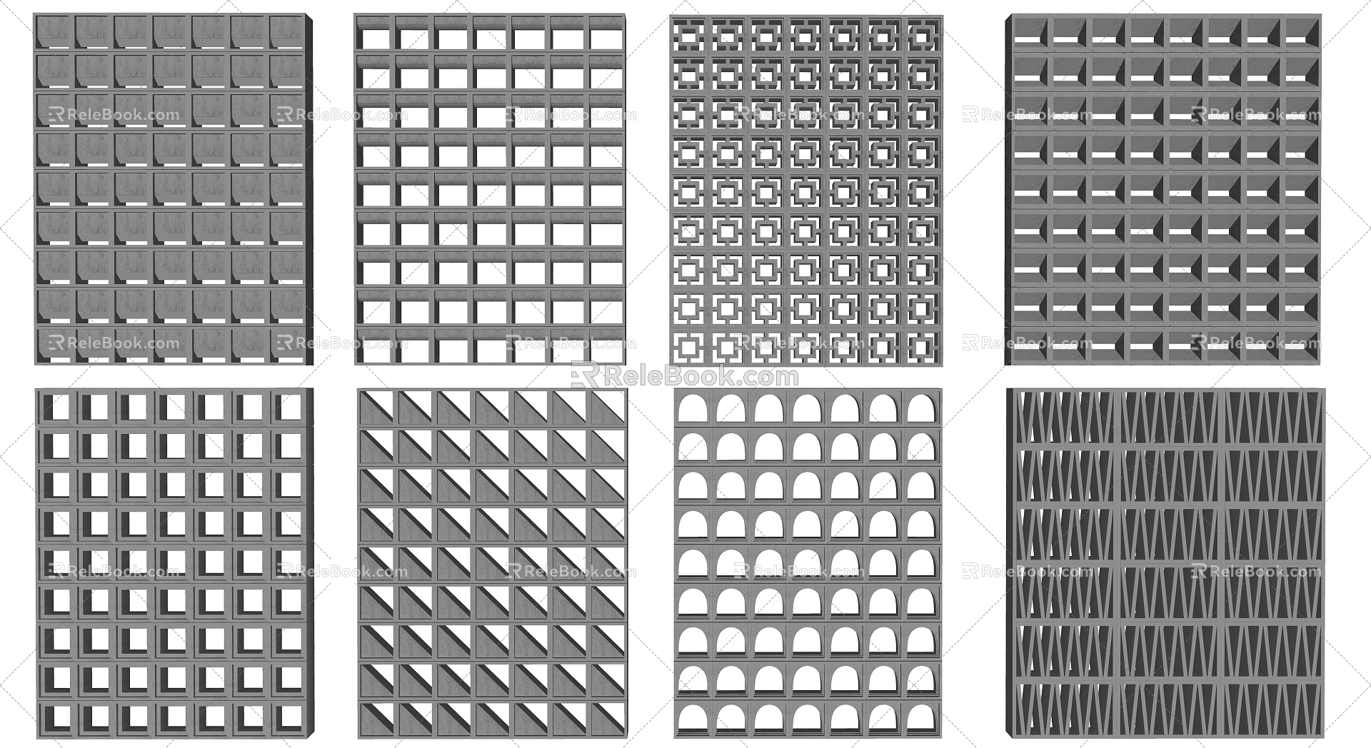 Precast brick wall hollow turn partition cement hollow brick hollow brick cement brick partition 3d model