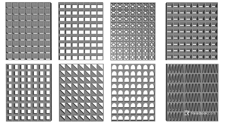 Lattice Window Design Collection With Various Geometric And Decorative Patterns 3d model 