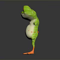 Green Frog Game And Movie Character With White Belly Large Yellow Eyes And Orange Limbs