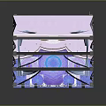 Luxurious Event Stage With Purple Blue Drapes And Floor Decorations