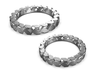 Pair of Modern Silver Bracelets with Geometric Pattern and Textured Design 3d model