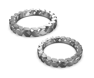 Pair of Modern Silver Bracelets with Geometric Pattern and Textured Design 3d model