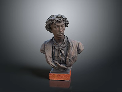 Medical Teaching Human Bust Anatomical Model With Red Base And Gray Background 3d model