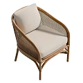 Modern Rattan Leisure Chair With Wooden Frame And Light Comfortable Cushion
