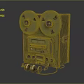Vintage Electronic Tape Recorder With Two Reels Knobs Control Panel And Headphones