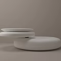 Modern White Coffee Table With Round Shape And Double Layer Design 3d model