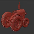 Toy Tractor Model With White Body Large Wheels And Red Hubcaps
