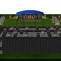 Scenic Garden Landscape with Green Lawn Parking Lot and Cartoon Characters at Car Cinema