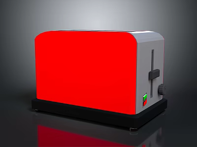 Red And White Electronic Toaster With Control Knob And Indicator Light 3d model