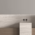 Modern Bathroom Vanity With Marble Countertop Wooden Cabinet And Mirror