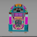 Vibrant Retro Jukebox With Colorful Cabinet Illuminated Display And Decorative Details