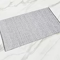 Modern Gray and White Square Rug with Intricate Geometric Pattern on Marble Surface 3d model
