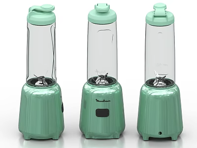 Three Mint Green Blenders As Modern Home Kitchen Countertop Appliances 3d model