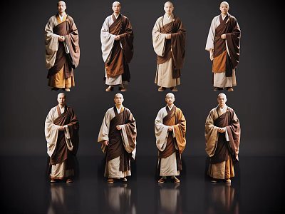 2D Coat Characters Shaolin Abbot Shaolin Temple Eminent Monk Holy Monk Temple Monk Coat Man 3d model