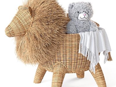 Rattan Animal Basket Lion Repair Hardware 3d model