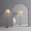 Modern Minimalist Floor Lamps With Light Shades In Gray Wall Archway Setting