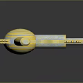 Decorative Fantasy Weapon With Gold Blue Spiral Design And Serrated Edges