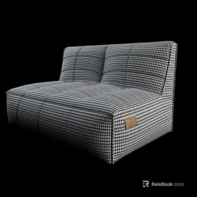 Modern Multi Seater Sofa With Black And White Houndstooth Pattern And Leather Label 3d model