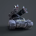 Military Weapon Tank With Missile Launchers Camouflage Tracks And 3D Model Design