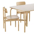 Modern Wooden Dining Table Set with Simple Design and Matching Chairs 3d model