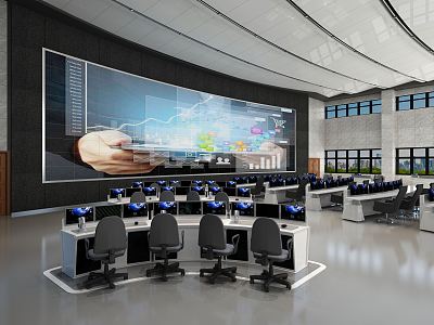 Modern monitoring room Command center Central control room 3d model