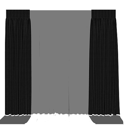 Black Checkered Pattern Curtains Two Panels Modern Home Window Decor 3d model