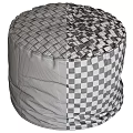 Brown And Black Leather Ottoman With Woven Texture For Home Decor