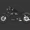 Black Vintage Style Motorcycle With Black Seat Silver Engine And Wheels Dark Background Floor Reflection