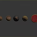 Assorted Bullet Sizes In Metallic And Red Casings On Dark Surface