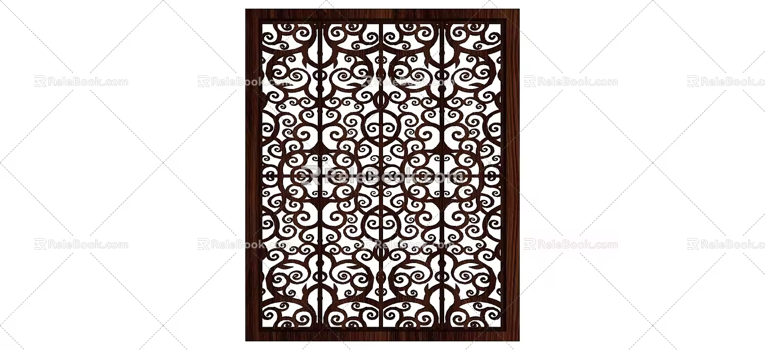 New Chinese style carved flower lattice screen partition 3d model